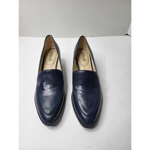 Lifestride Womens Devyn Block Heel Loafer Navy Blue Size 8M Slip-On